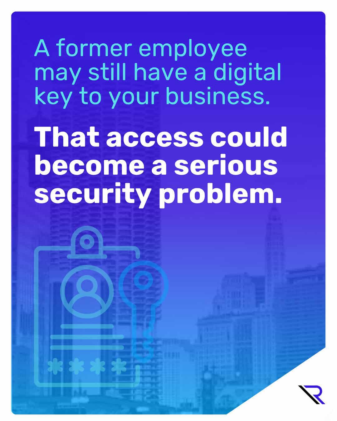 Graphic with a blue-to-purple gradient background and illustrations of a vintage desktop computer and rotary phone. Text reads: “Your technology may have been a perfect fit five years ago. Does it still fit the business you run today?”