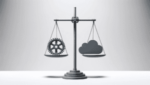 A minimalist image depicting a balance scale