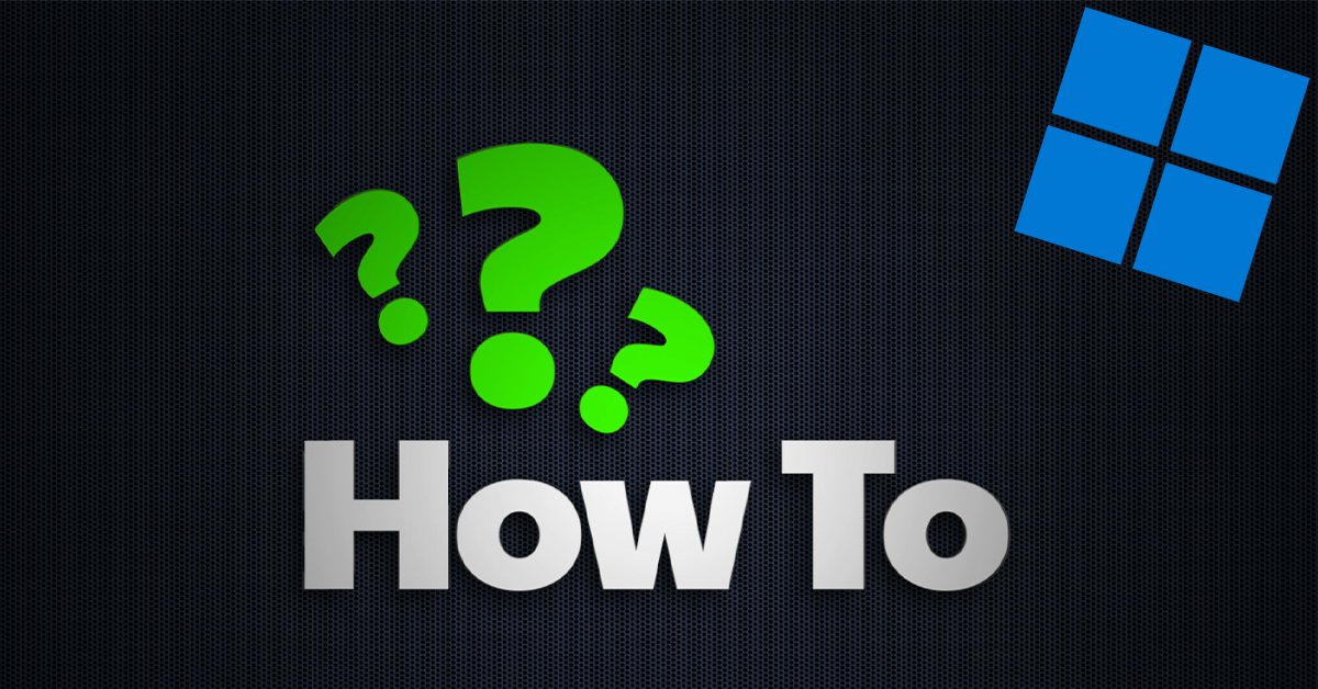 Black background with three question mark icons and one Windows 11 icon. Image text: How to