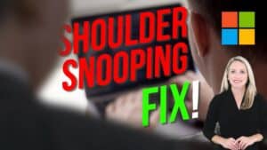 Image text: Should Snooping Fix. Female spokesperson standing in foreground.