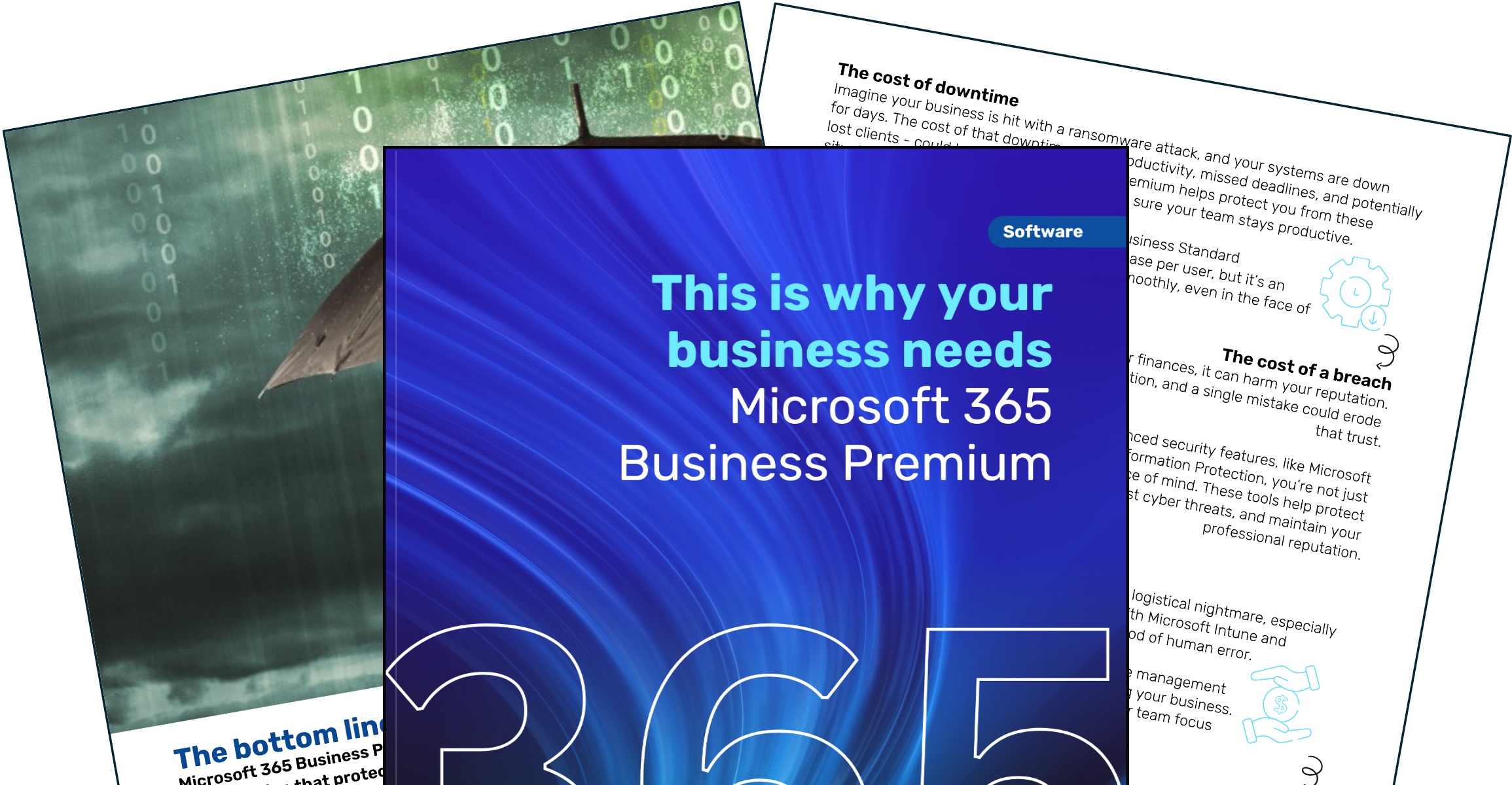 Image of guide book. Guide book text: "This is why your business needs Microsoft 365 Business Premium"