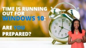 Alarm clock in background. Image text: Time is running out for Windows 10&mdash;are you prepared