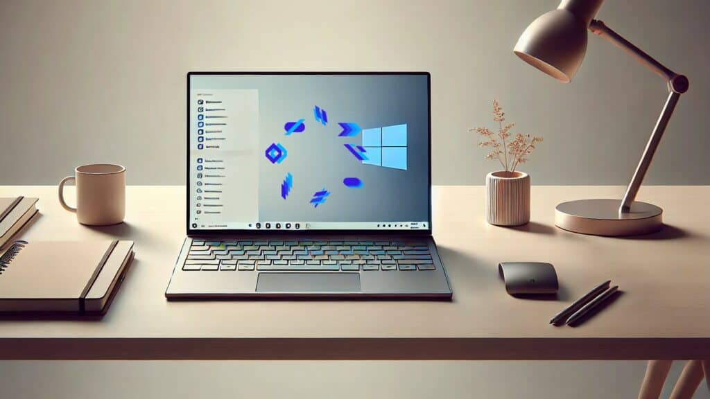 Windows laptop on a desk display Digital Agent Apps