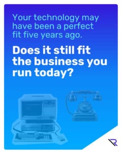 Graphic featuring a blue-tinted Chicago skyline and an illustration of a digital login key. Text reads: &ldquo;A former employee may still have a digital key to your business. That access could become a serious security problem.&rdquo;